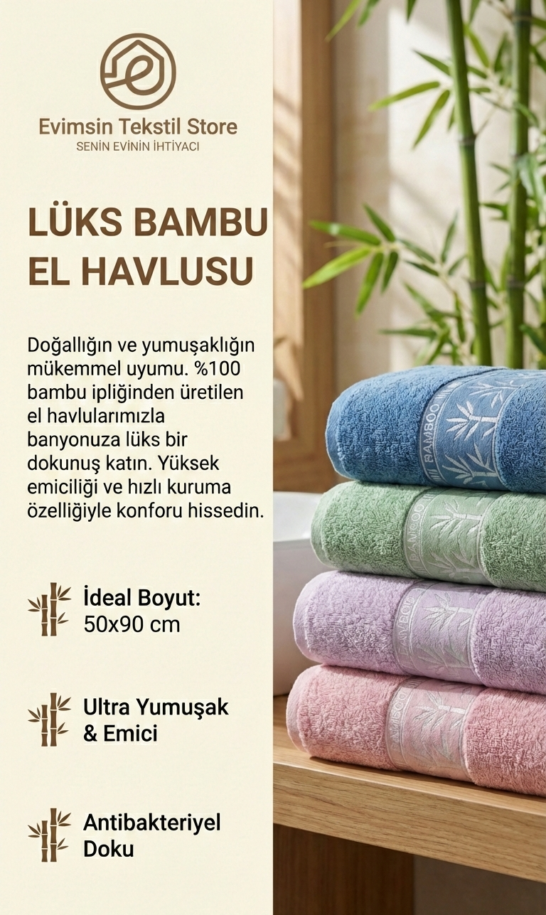 Lüks Bambu El Havlusu Seti – 6’lı | Ultra Yumuşak & Yüksek Emici