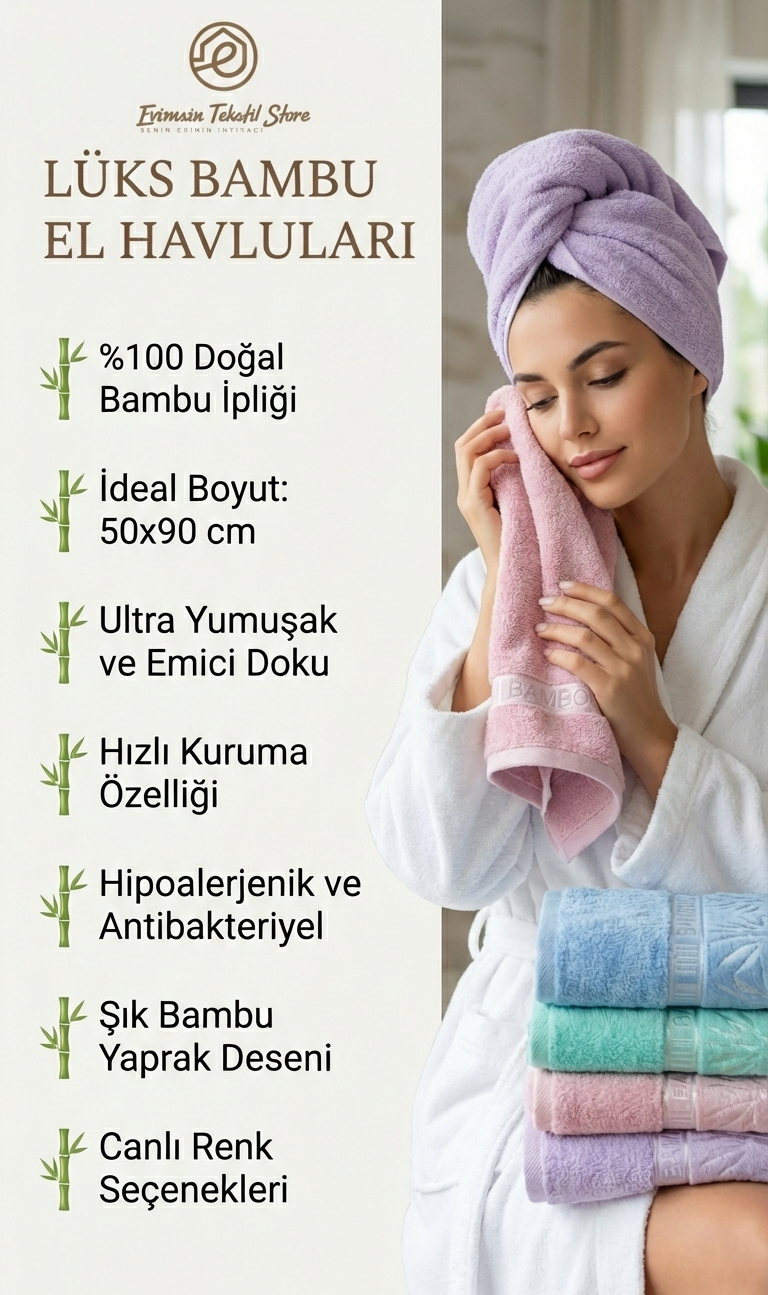Lüks Bambu El Havlusu Seti – 6’lı | Ultra Yumuşak & Yüksek Emici