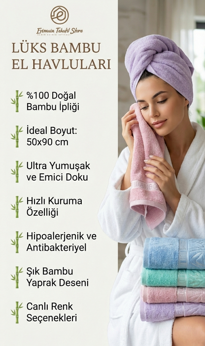 Lüks Bambu El Havlusu Seti – 6’lı | Ultra Yumuşak & Yüksek Emici