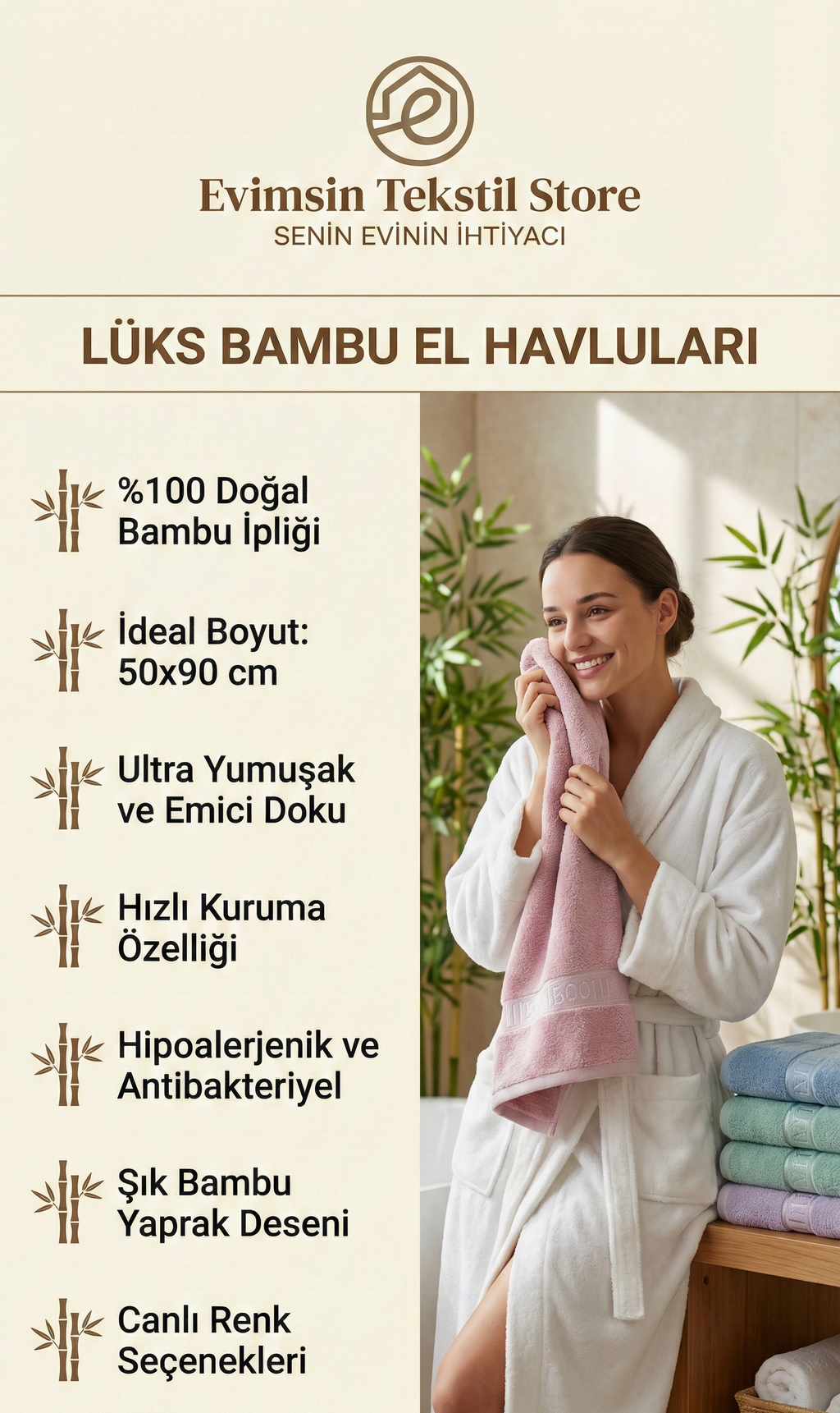 Lüks Bambu El Havlusu Seti – 6’lı | Ultra Yumuşak & Yüksek Emici